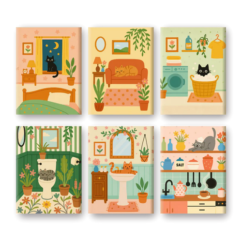 Coffret “Chaton fait sa vie” – 6 peintures par numéro