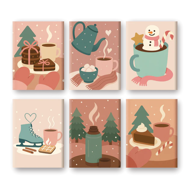 Coffret 6 peintures par numéro Chocolat Chaud – sur le thème du chocolat chaud – Maison Artsen