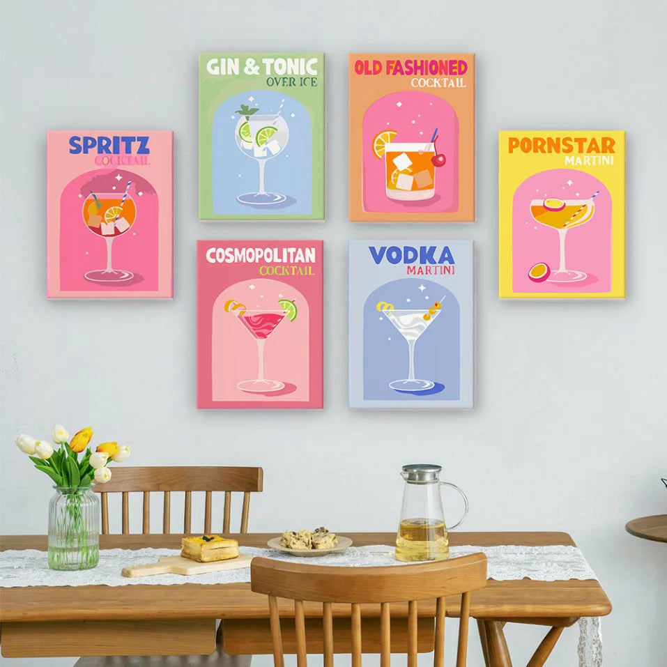 Peintures par numéro Cocktails Colorés en décoration murale – aux couleurs inspirantes – Maison Artsen