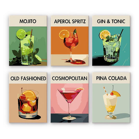 Coffret de 6 peintures par numéro “Cocktail Deluxe”