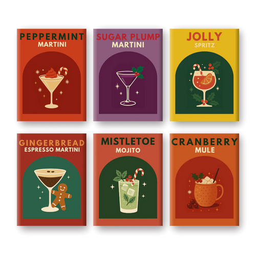 Coffret de 6 peintures par numéro “Cocktails d’hiver”