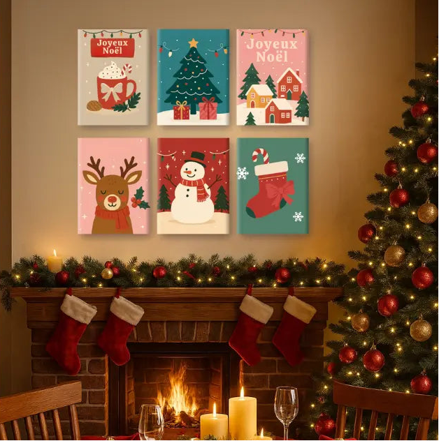 Coffret de 6 peintures par numéro “Esprit de Noël”