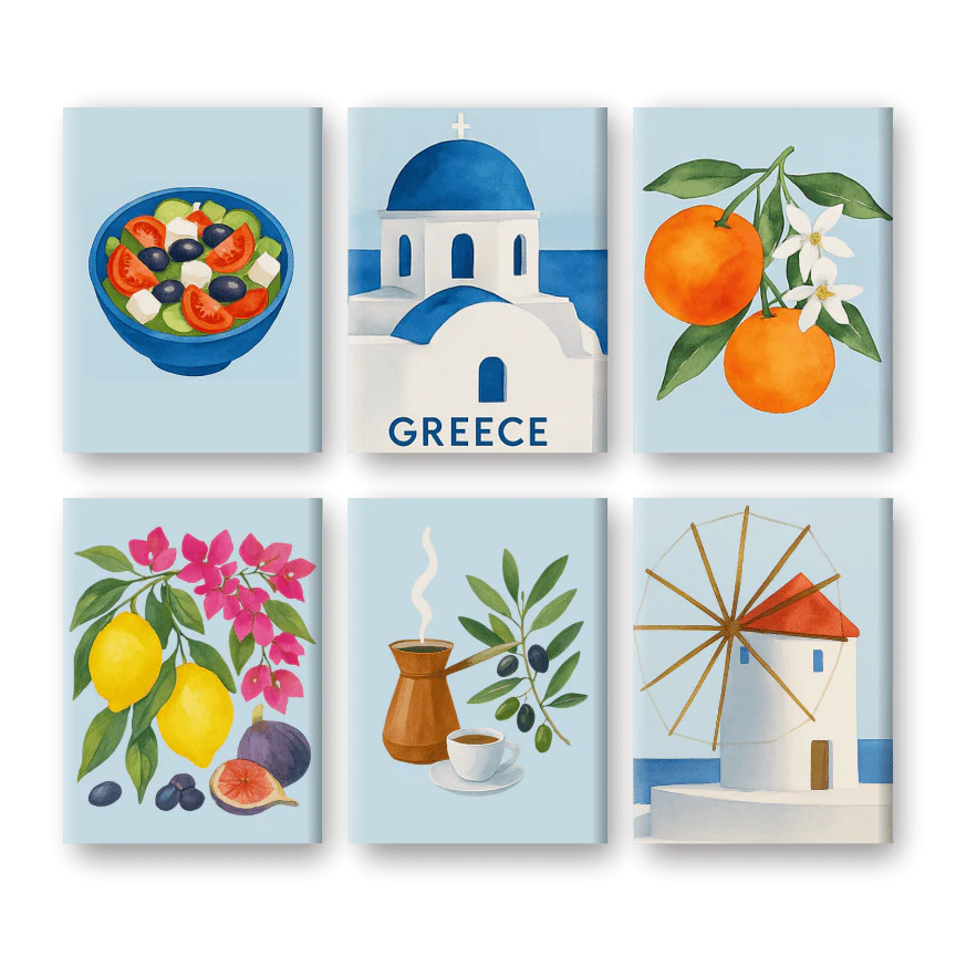 Coffret 6 peintures par numéro Été Grec – aux couleurs de l'Italie – Maison Artsen