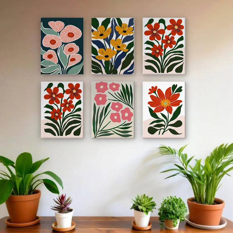 Coffret “Fleurs & Feuilles” – 6 peintures par numéro