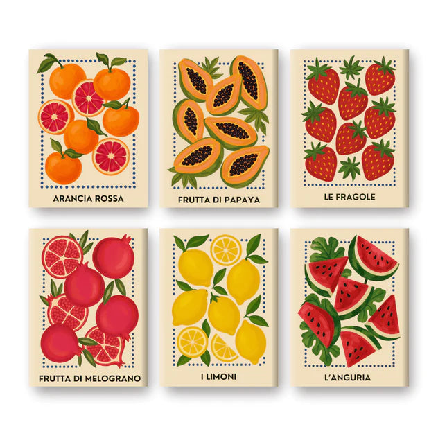 Coffret 6 peintures par numéro Fruits Ibériques – sur le thème de la nature – Maison Artsen