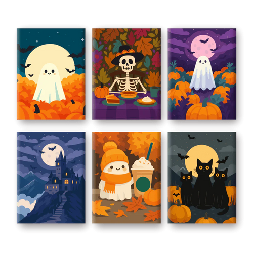 Coffret de 6 peintures par numéro “Halloween is Coming”