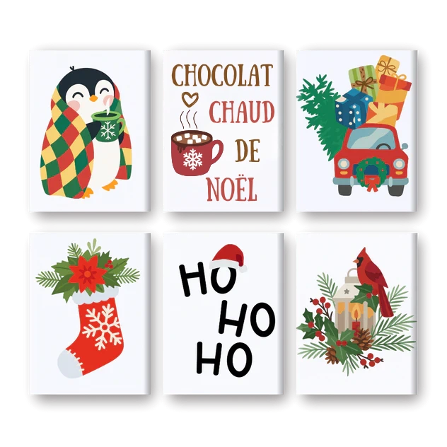 Coffret de 6 peintures par numéro “Hello Winter”
