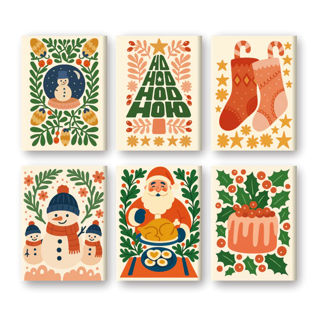 Coffret 6 peintures par numéro Ho-Ho-Ho – pour un Noël magique – Maison Artsen