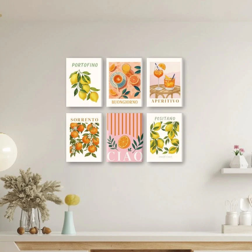 Coffret 6 peintures par numéro Agrumes d'Italie en ambiance – Maison Artsen