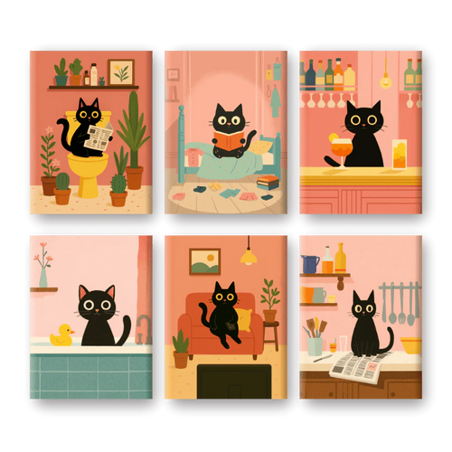 Coffret “Le Chat” – 6 peintures par numéro