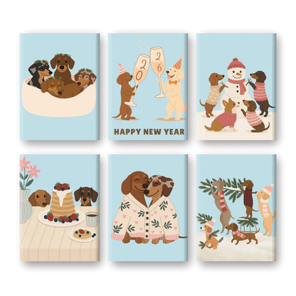 Coffret de 6 peintures par numéro “Les chiens fêtes aussi !”