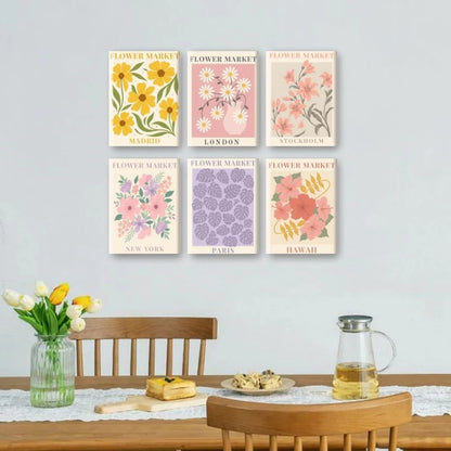 Coffret “Marchés, Fleurs, Villes” – 6 peintures par numéro