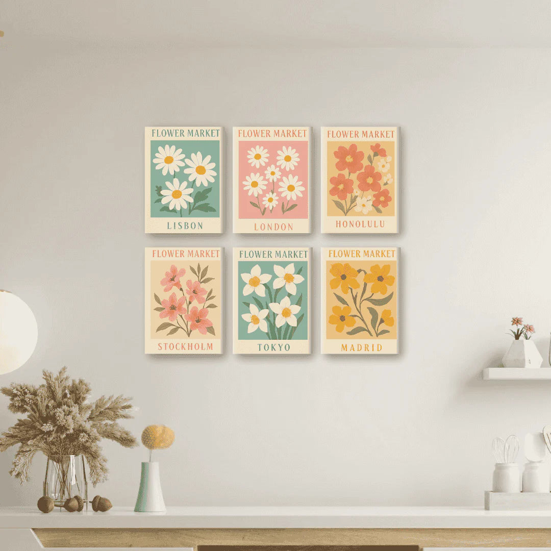 Coffret “Market Flower” – 6 peintures par numéro