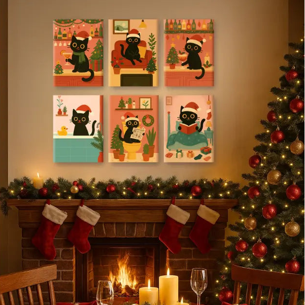 Coffret de 6 peintures par numéro “Miaouël”