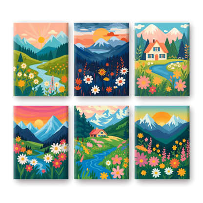 Coffret “Paysages Colorés” – 6 peintures par numéro