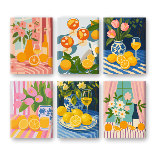 Coffret “Verre & Fleurs” – 6 peintures par numéro