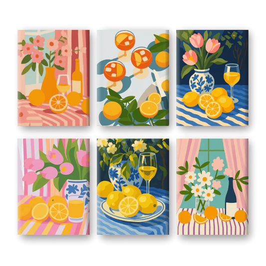 Coffret de 6 peintures par numéro “Verre & Fleurs”