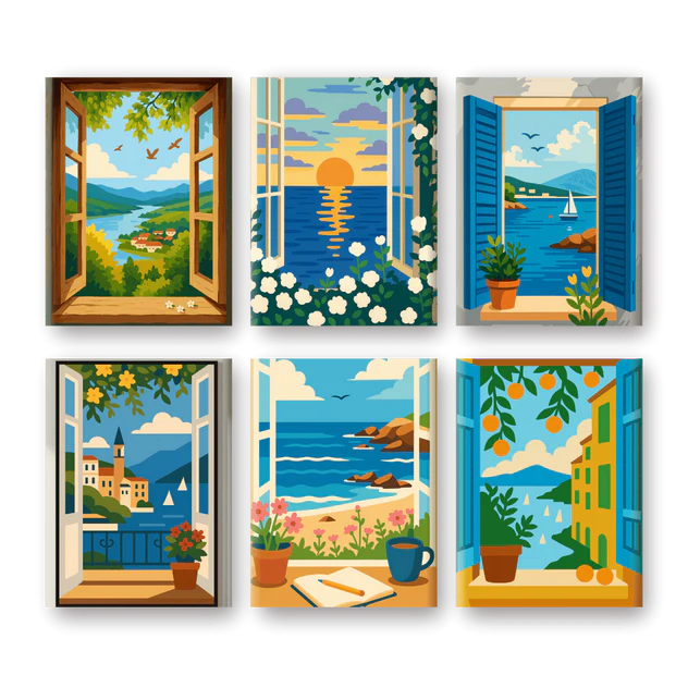 Coffret “Vues sur la mer” - 6 peintures par numéro