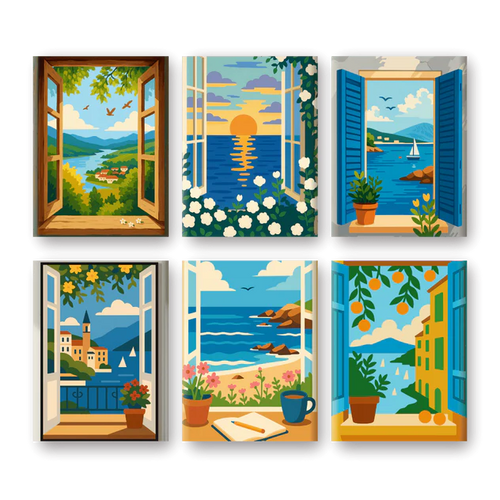 Coffret “Vues sur la mer” - 6 peintures par numéro