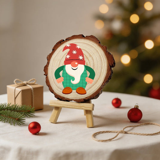Rondelle de bois à peindre par numéro Lutin de Noël, Maison Artsen