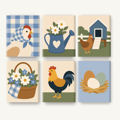 Coffret de 6 peintures par numéro Vie à la Ferme, les mini-toiles à plat, Maison Artsen