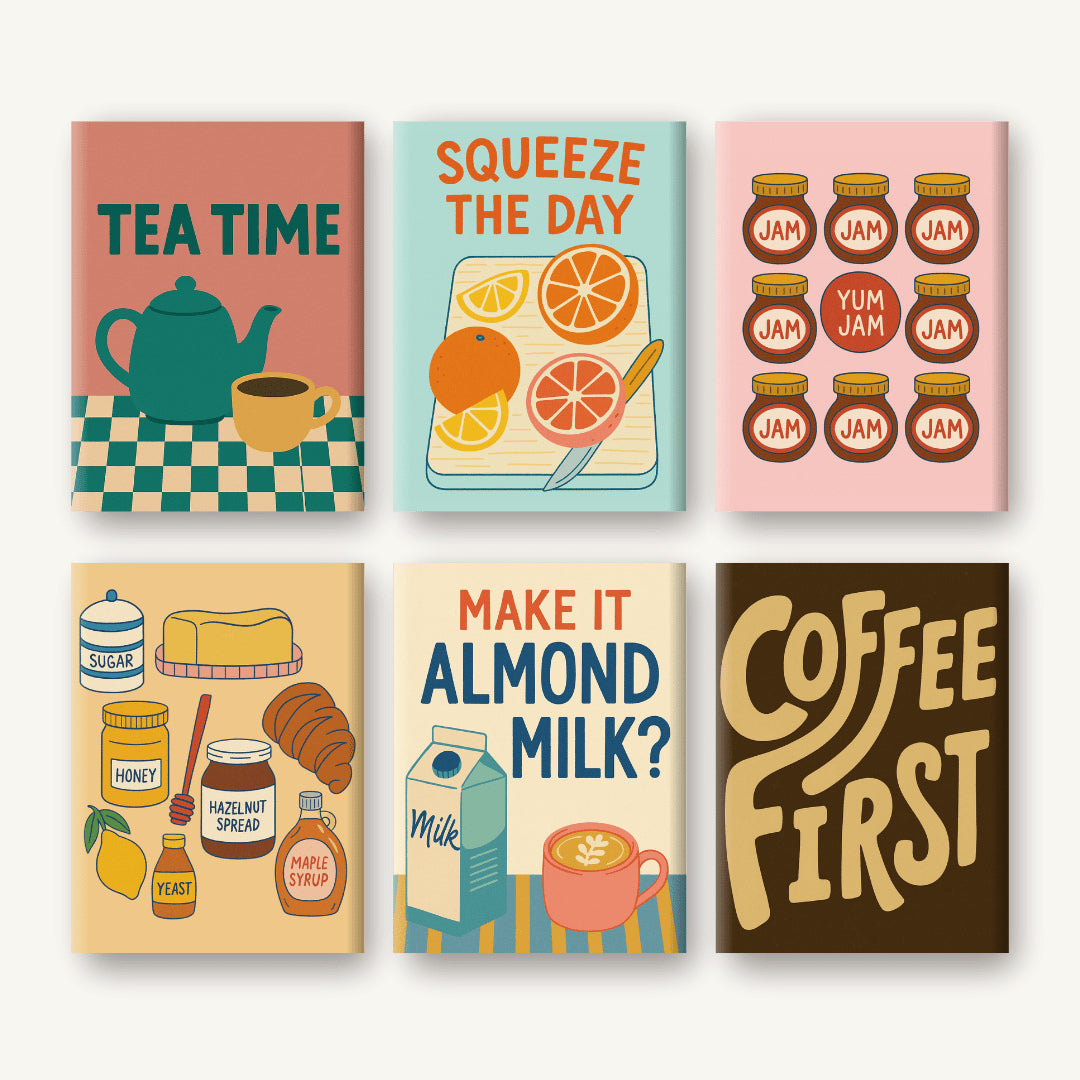 Coffret de 6 peintures par numéro Matins Douillets, les mini-toiles à plat, Maison Artsen