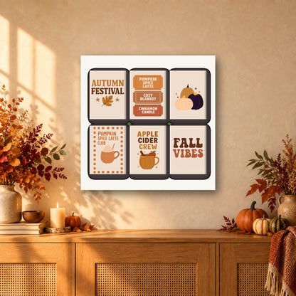 Coffret de 6 peintures par numéro Festival d'Automne, mini-toiles présentées au mur, Maison Artsen