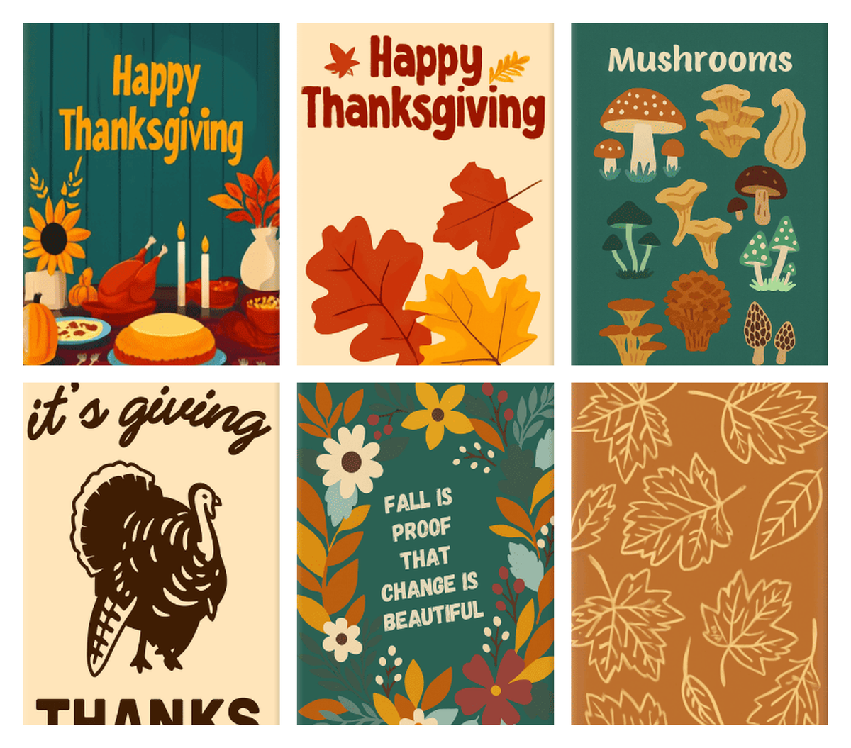 Coffret de 6 peintures par numéro Automne et Thanksgiving, les mini-toiles à plat, Maison Artsen
