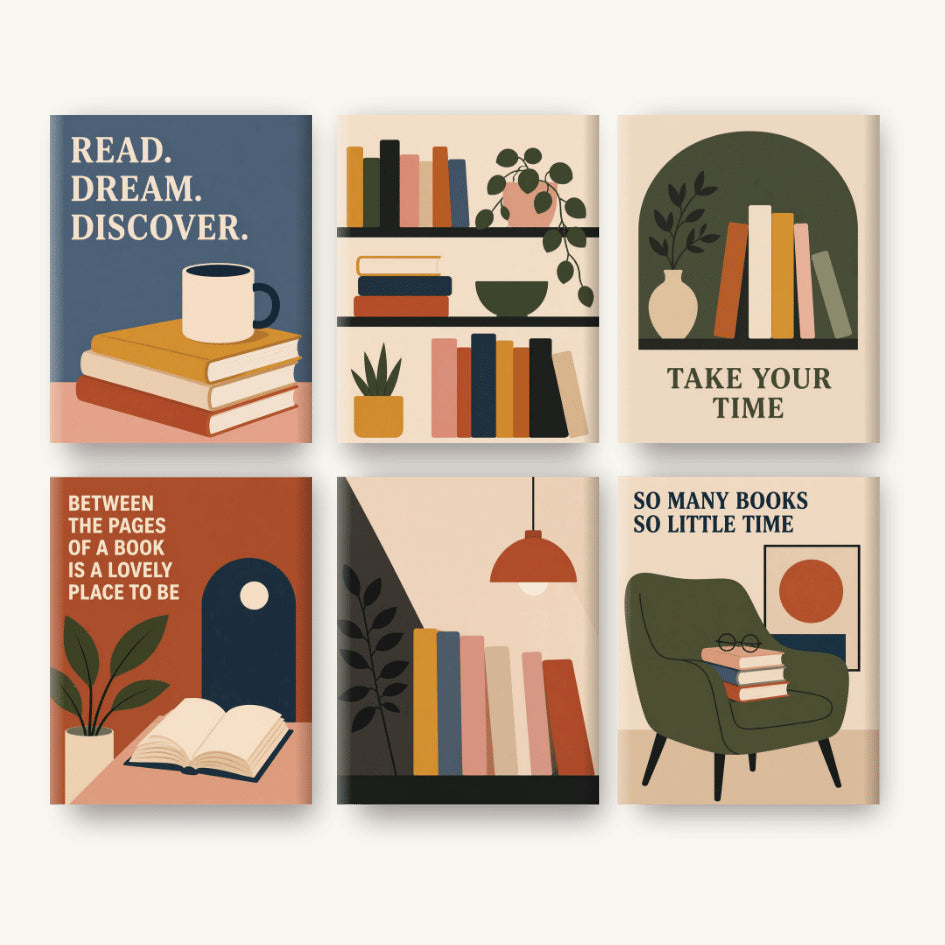 Coffret de 6 peintures par numéro Passion Lecture, les mini-toiles à plat, Maison Artsen