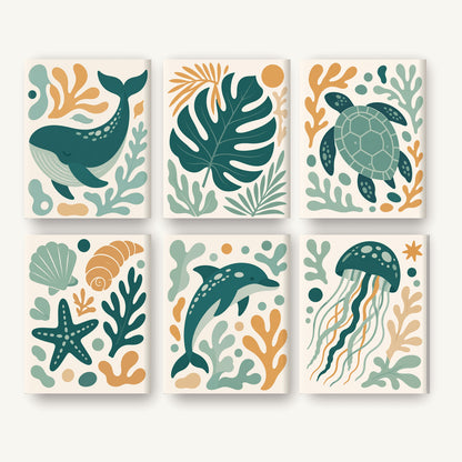 Coffret de 6 peintures par numéro Océan Turquoise, les mini-toiles à plat, Maison Artsen