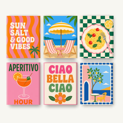 Coffret de 6 peintures par numéro Escapade Amalfitaine, les mini-toiles à plat, Maison Artsen