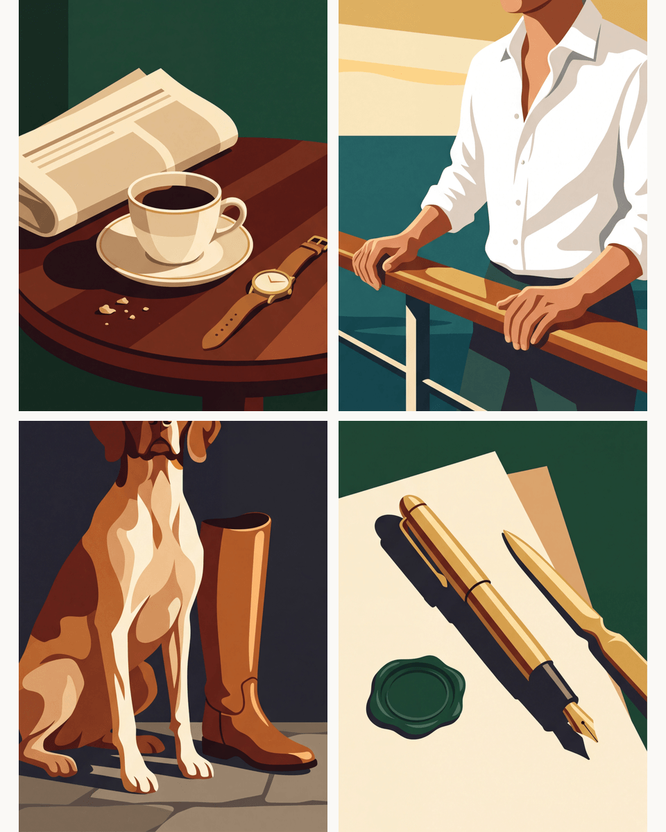 Coffret de 4 peintures par numéro Matinée d'un Gentleman, les mini-toiles à plat, Maison Artsen