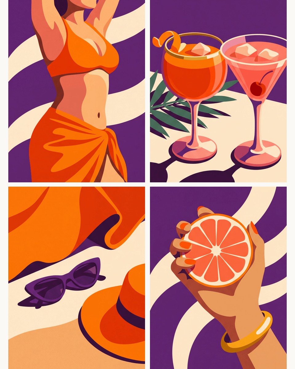 Coffret de 4 peintures par numéro Spritz et Soleil, les mini-toiles à plat, Maison Artsen