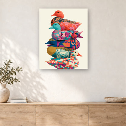 Tableau peinture par numéro Pile de Canards à Motifs accroché dans un intérieur décoré, Maison Artsen