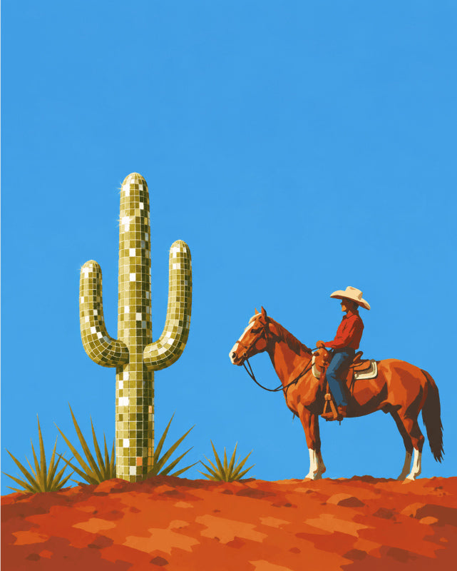 Peinture par numéro adulte Cactus Boule à Facettes, visuel complet du design sur toile, Maison Artsen