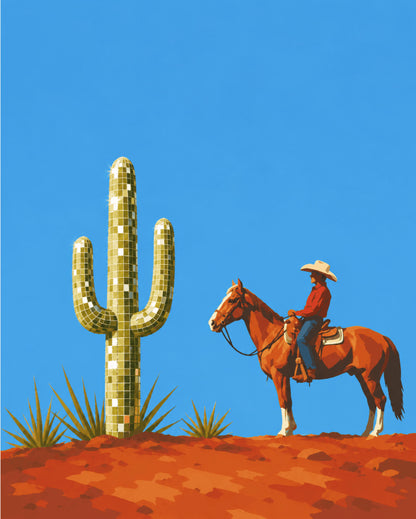 Peinture par numéro adulte Cactus Boule à Facettes, visuel complet du design sur toile, Maison Artsen