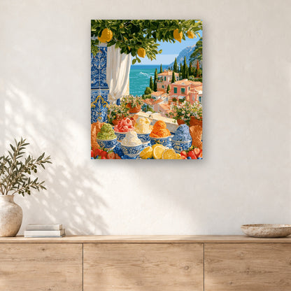 Tableau peinture par numéro Glaces en Terrasse accroché dans un intérieur décoré, Maison Artsen