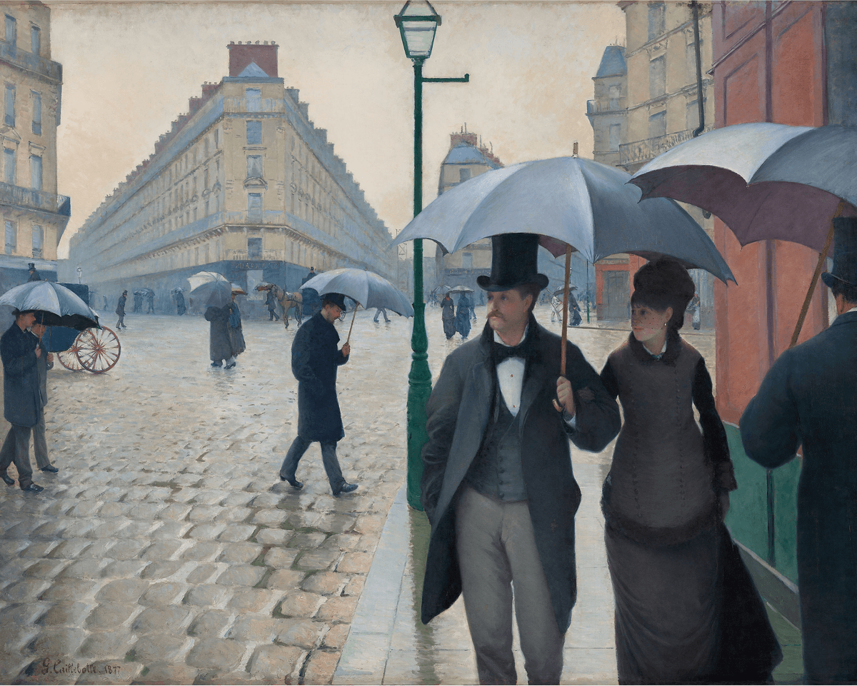 Peinture par numéro adulte Boulevard sous la Pluie, visuel complet du design sur toile, Maison Artsen