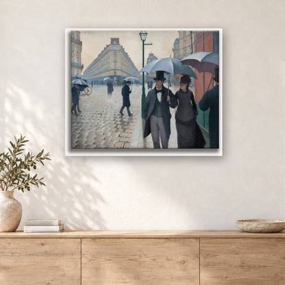 Tableau peinture par numéro Boulevard sous la Pluie accroché dans un intérieur décoré, Maison Artsen