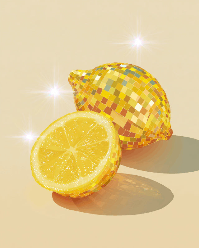 Peinture par numéro adulte Citron Paillettes, visuel complet du design sur toile, Maison Artsen