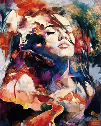 Peinture par numéro adulte Visage en Éclats, visuel complet du design sur toile, Maison Artsen