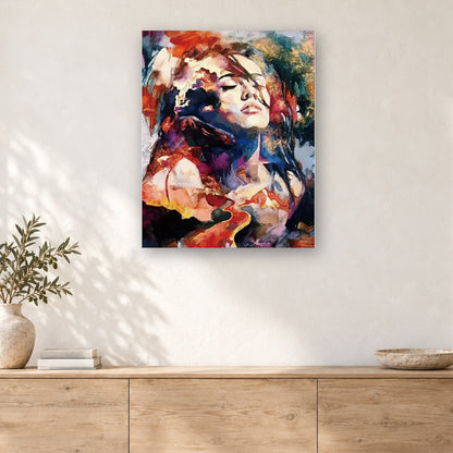 Tableau peinture par numéro Visage en Éclats accroché dans un intérieur décoré, Maison Artsen