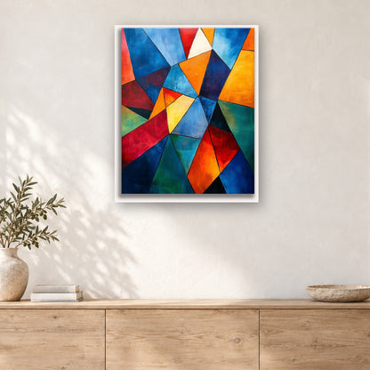 Tableau peinture par numéro Vitrail Éclaté accroché dans un intérieur décoré, Maison Artsen