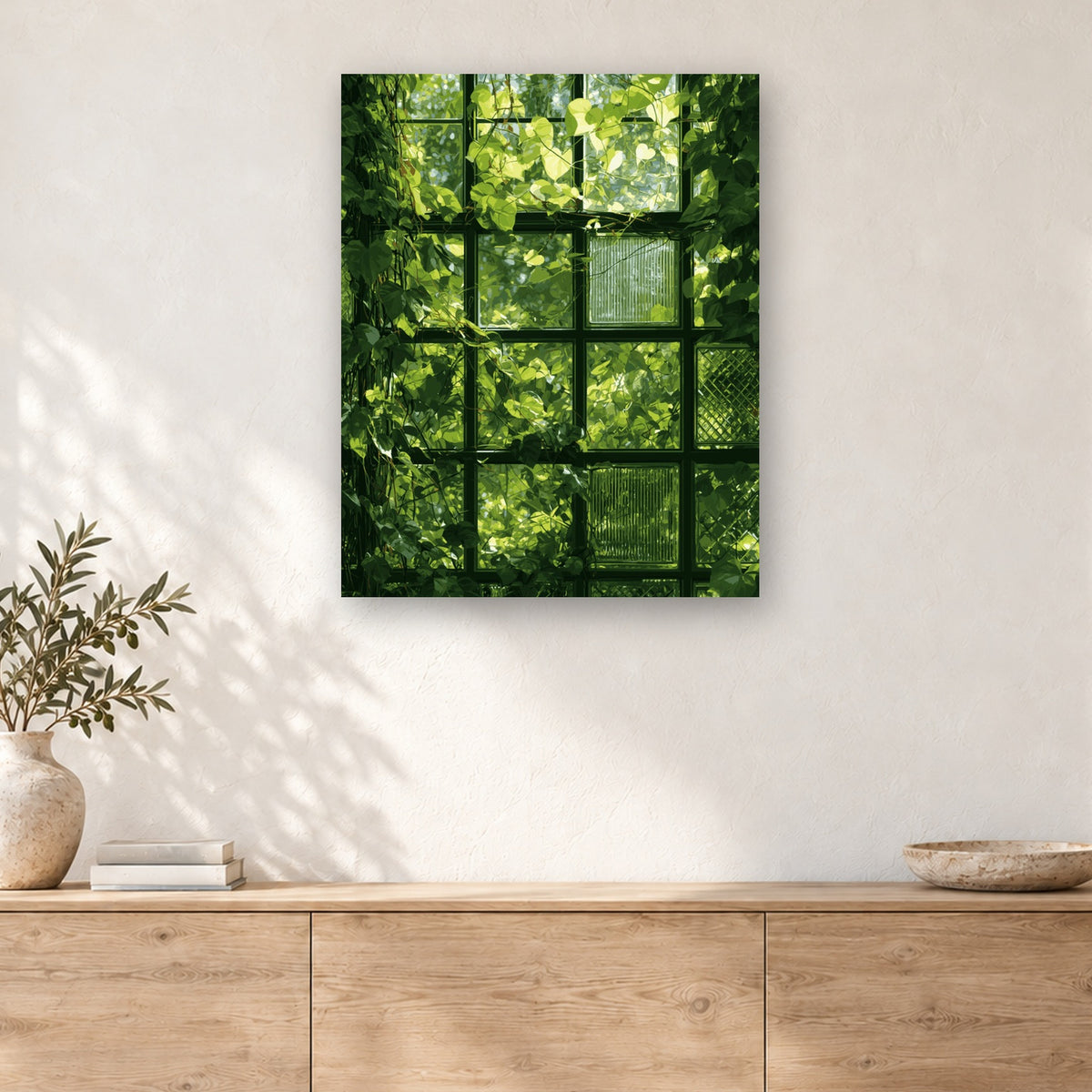 Tableau peinture par numéro Fenêtre sous le Lierre accroché dans un intérieur décoré, Maison Artsen
