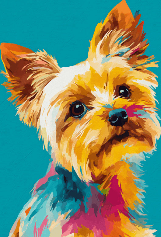 Peinture par numéro adulte Yorkshire Haut en Couleur, visuel complet du design sur toile, Maison Artsen