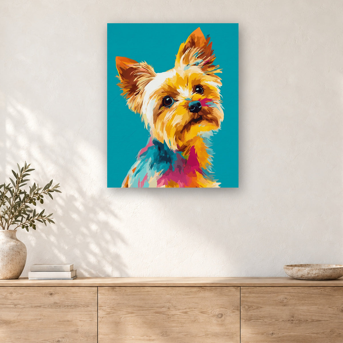 Tableau peinture par numéro Yorkshire Haut en Couleur accroché dans un intérieur décoré, Maison Artsen