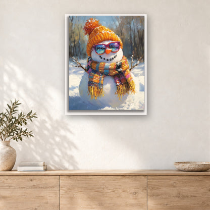 Tableau peinture par numéro Bonhomme à Lunettes de Soleil accroché dans un intérieur décoré, Maison Artsen