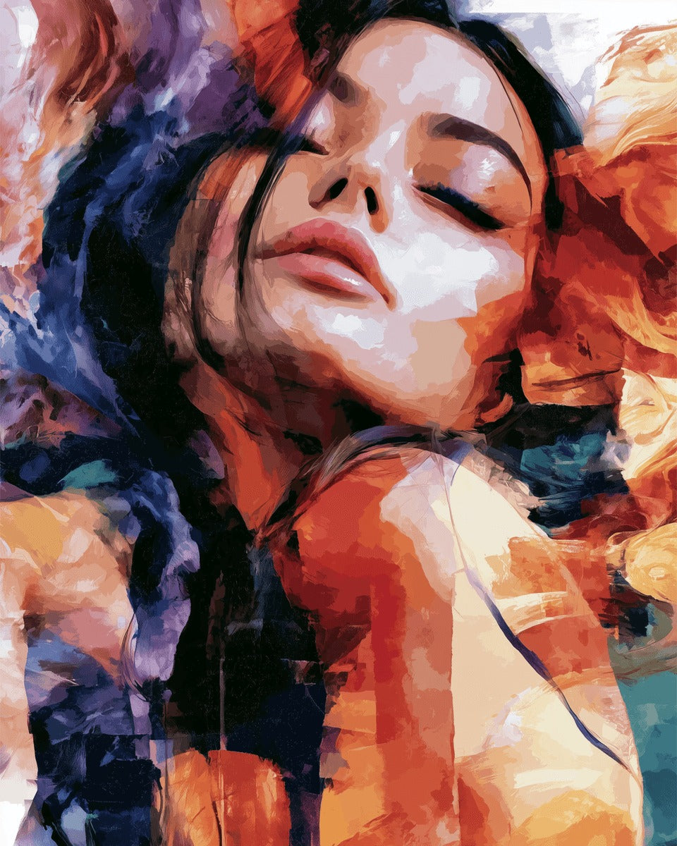 Peinture par numéro adulte Portrait Abstrait, visuel complet du design sur toile, Maison Artsen