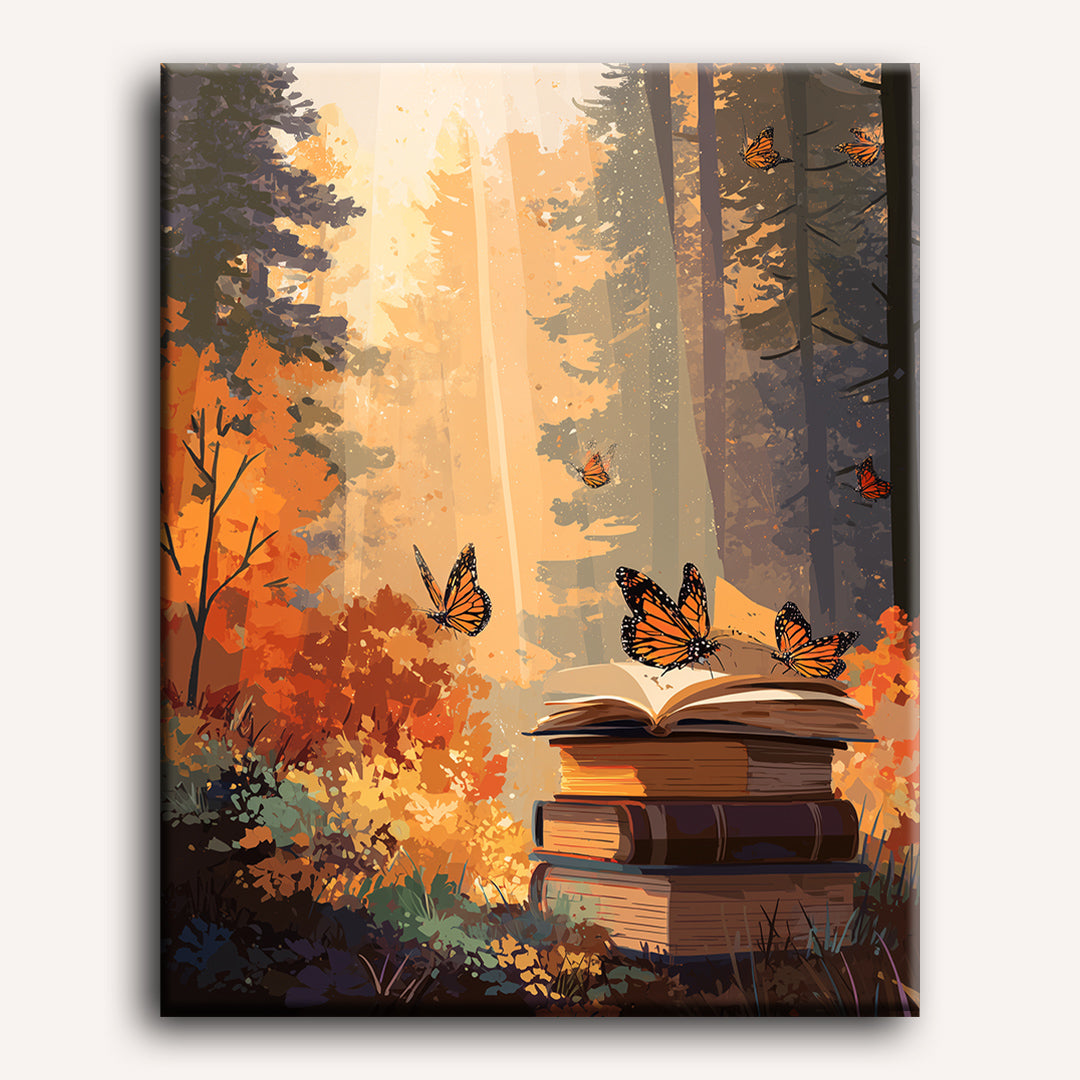 Peinture par numéro adulte Contes d'Automne, visuel complet du design sur toile, Maison Artsen