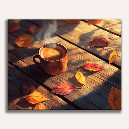 Peinture par numéro adulte Matin d'Automne, visuel complet du design sur toile, Maison Artsen